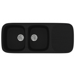 Νεροχύτης Ένθετος Γρανιτένιος Συνθετικός Sanitec Classic 300 (116x50) με 2 Ίσες Γούρνες Metallic Space